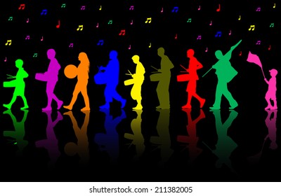 Playing people silhouettes
