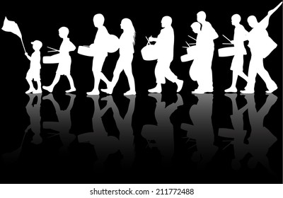 Playing people silhouettes