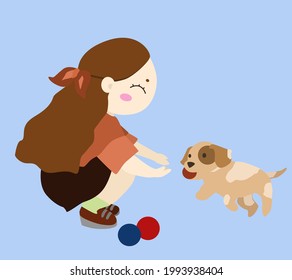 Playing with pet,Internet communication graphic vector