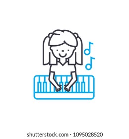 Playing piano linear icon concept. Playing piano line vector sign, symbol, illustration.