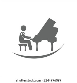playing the piano vector logo design