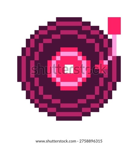 Playing Pink Longplay Vinyl on Turntable, Pixel Art Icon, Isolated