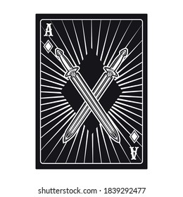 Playing poker card with swords. Ace of all suits. Flat vector illustration for gambling, poker club, online game concept