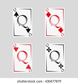 Playing poker cards Q