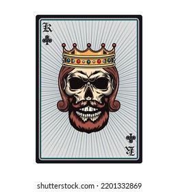 Playing poker cards with skull. King of all suits. Vector illustrations collection for gambling, poker club, online game concept