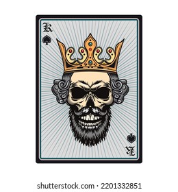 Playing poker cards with skull. Kings, ace of all suits. Vector illustrations collection for gambling, poker club, online game concept