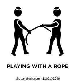 playing with a rope icon vector isolated on white background, playing with a rope transparent sign
