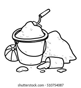 playing sand / cartoon vector and illustration, black and white, hand drawn, sketch style, isolated on white background.