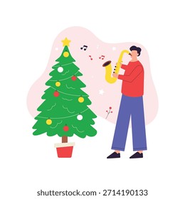 Reproduzindo Saxo telefone Vetor Flat Illustration EPS 10 File 