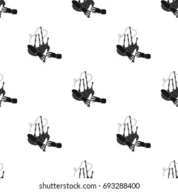 Playing the Scottish national bagpipe instrument. Bagpipe Wind Instruments single icon in black style vector symbol stock illustration web.