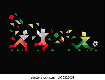 Playing Soccer with a Ball Vector Illustration 