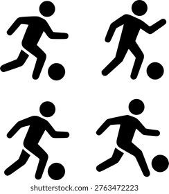 Playing soccer vector icon set for sports design