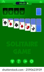 Playing solitaire on green background UI