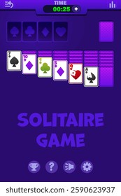Playing solitaire on purple background UI, buttons for your Game development. Solitaire Gameplay Screen
