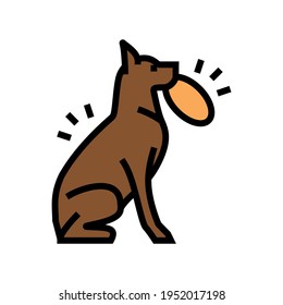 jugar con stick, ball, disco de color de perro vector. jugando con stick, ball, símbolo de perro de disco. ilustración de símbolo aislado