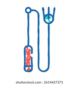 playing stick for cat doodle icon sketch vector. playing stick for cat sign. isolated symbol illustration