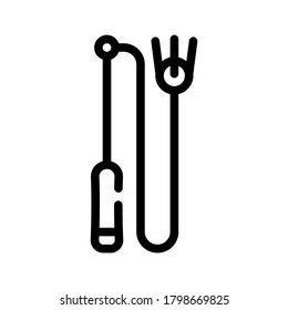 playing stick for cat line icon vector. playing stick for cat sign. isolated contour symbol black illustration