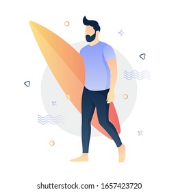 Playing surfing, vector illustration concept for website and mobile app