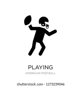 Playing Throwing The Ball In His Hand Icon Vector On White Background, Playing Throwing The Ball In His Hand Trendy Filled Icons From American Football Collection