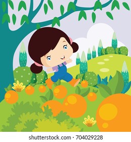 Playing in the tree kid illustration