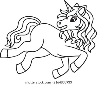 Playing Unicorn Isolated Coloring Page for Kids