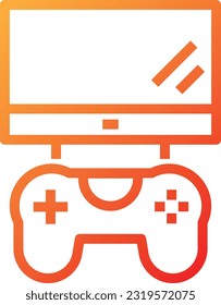 Playing Video Game Gradient Icon - Single Icon, Vector 