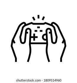 playing video game joystick line icon vector. playing video game joystick sign. isolated contour symbol black illustration