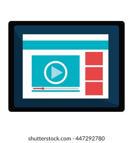 Playing a video on electrronic device, vector illustration icon.