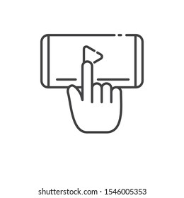 Playing video on smartphone vector illustration with simple line design. Playing video icon