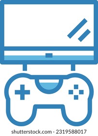 Playing Videogame Blue Icon - Single Icon, Vector