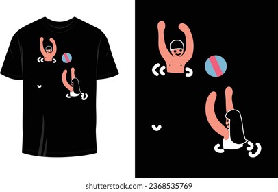 Playing volleyball in Pool water T Shirt Design Vector