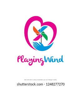 Playing Wind Logo Template Design Vector, Emblem, Concept Design, Creative Symbol, Icon