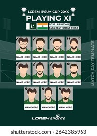 Playing XI Cricket Pakistan Team Lineup Template