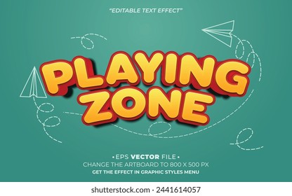 Playing Zone text effect 3d editable vector