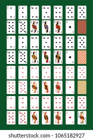 Playing-card vector playing cards for poker in casino illustration set of players gambling game signs king queen and jack isolated on background