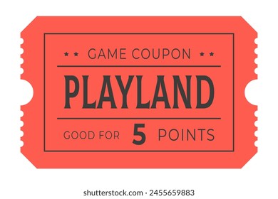 Playland ticket coupons orange color. Flat style. Vector illustration.