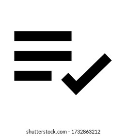 Playlist add check icon vector flat style isolated on white background.