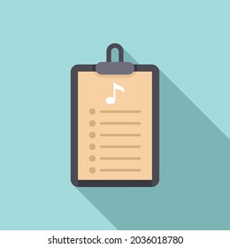 Vector plano del icono del portapapeles de la lista de reproducción. Canción musical. aplicación móvil