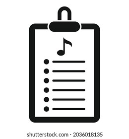 Icono de portapapeles de lista de reproducción vector simple. Canción musical. aplicación móvil