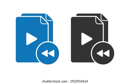 Playlist fast backward flat logo template illustration