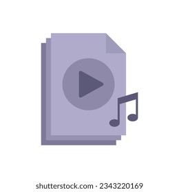 Playlist file icon flat vector. Music song. Mobile file play isolated