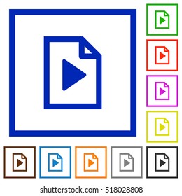 Playlist flat color icons in square frames
