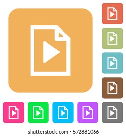 Playlist flat icons on rounded square vivid color backgrounds.