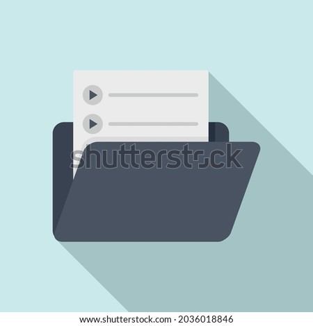 Playlist folder icon flat vector. Music play. Video book