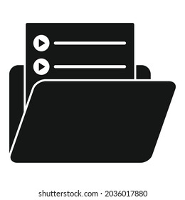 Playlist folder icon simple vector. Music play. Video book