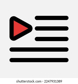 Playlist-Symbol im vollen Line-Stil über Multimedia, Verwendung für Website-Mobile-App-Präsentation