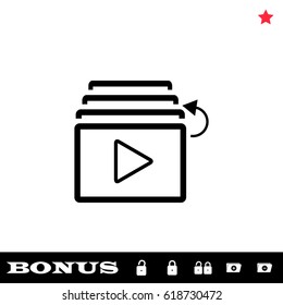 Playlist icon flat. Black pictogram on white background. Vector illustration symbol and bonus button open and closed lock, folder, star