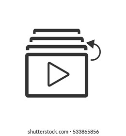 Playlist icon flat. Illustration isolated on white background. Vector grey sign symbol