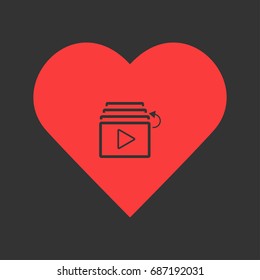 Playlist icon flat. Simple pictogram on heart background. Vector illustration symbol