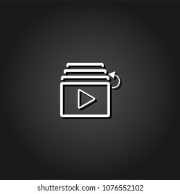 Playlist icon flat. Simple White pictogram on black background with shadow. Vector illustration symbol